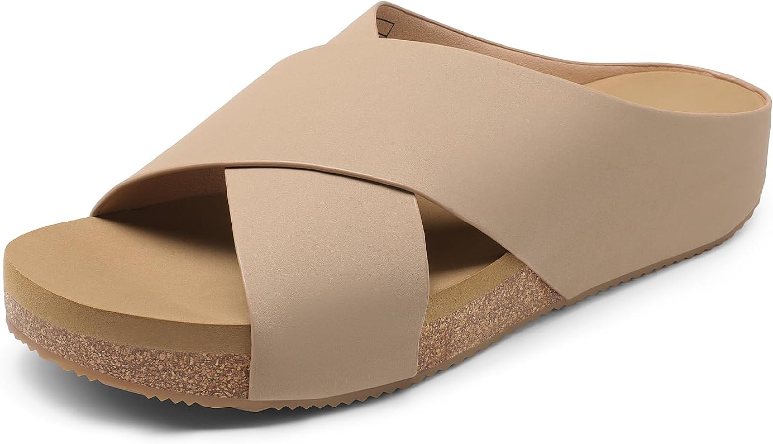 DREAM PAIRS Women's Cork Slide Sandals Slip On Open Toe Cute Platform Cross Flat Sandals For Summ... | Amazon (US)