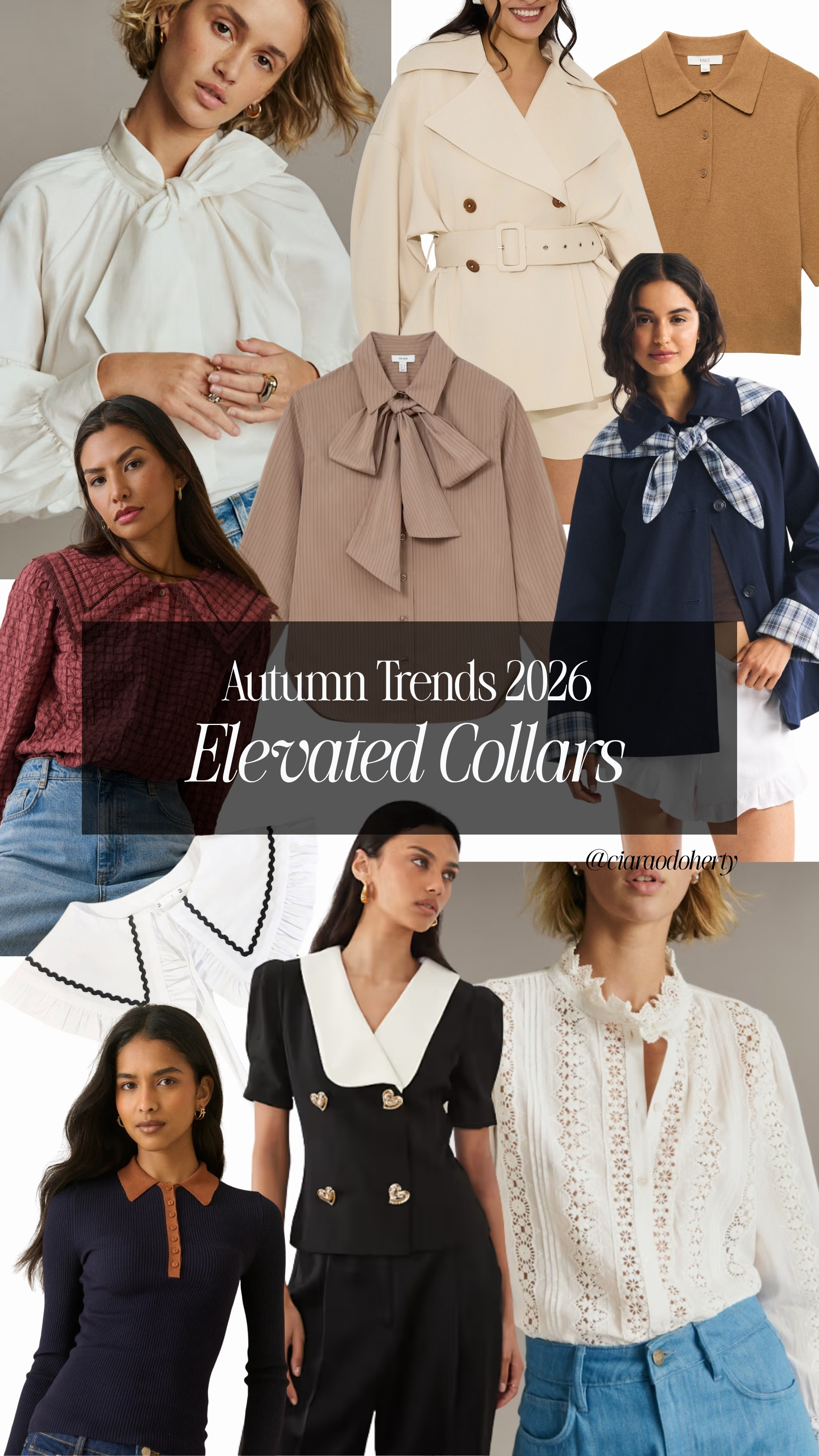 Autumn Trends 2026: Elevated Collars. Think elevated workwear, shirts and blouses with pussy bow collars, jackets with exaggerated collars and polo style knits. 

 #LTKFashionMonth #LTKautumn