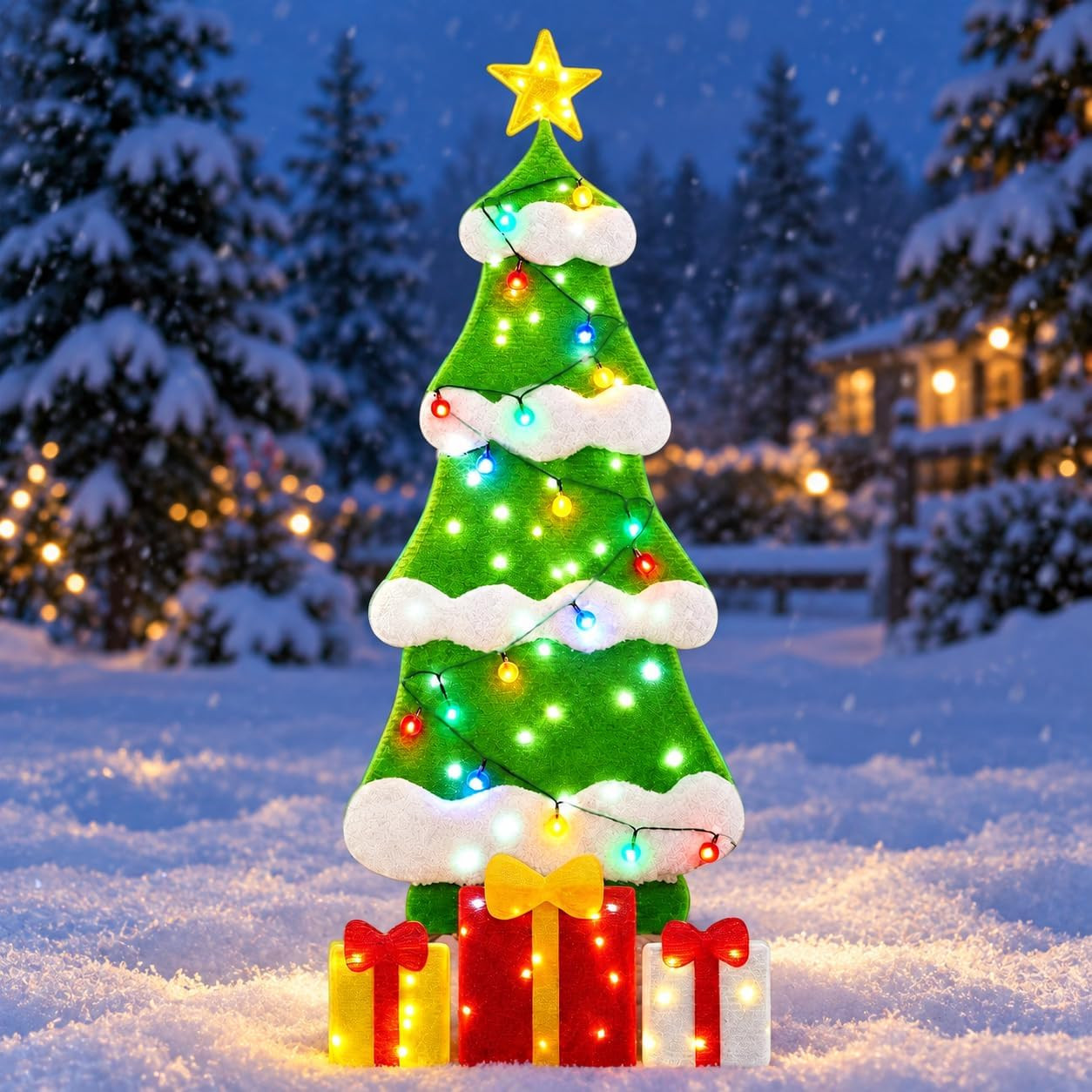3ft 2D Christmas Tree Outdoor Decorations with 8 Light Modes（Sphere） | Amazon (US)