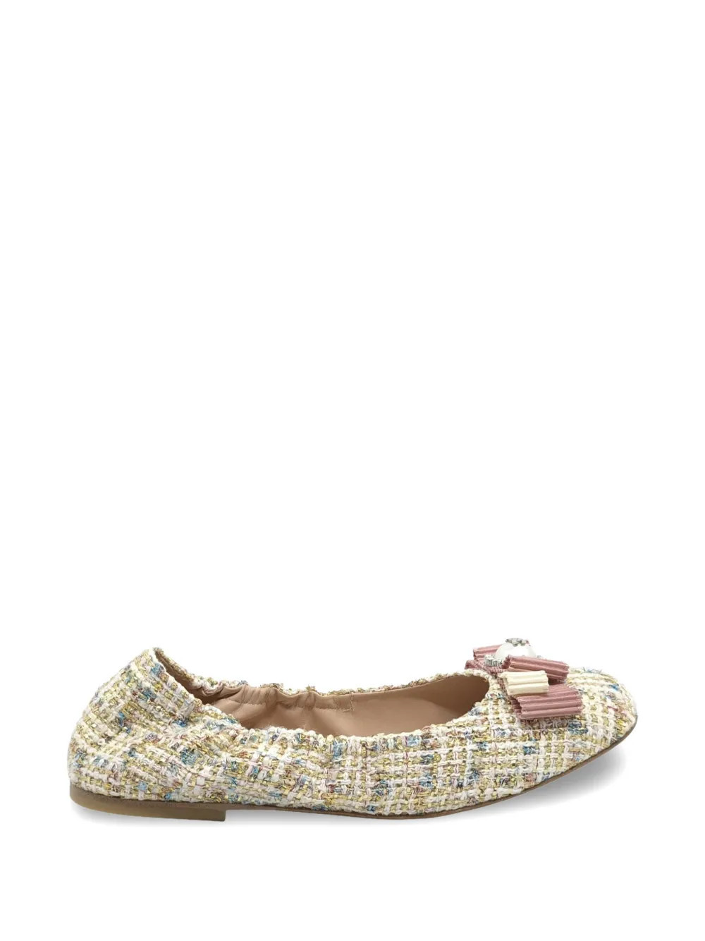 Casadei bow-detail tweed ballet flats - Neutrals | Farfetch Global