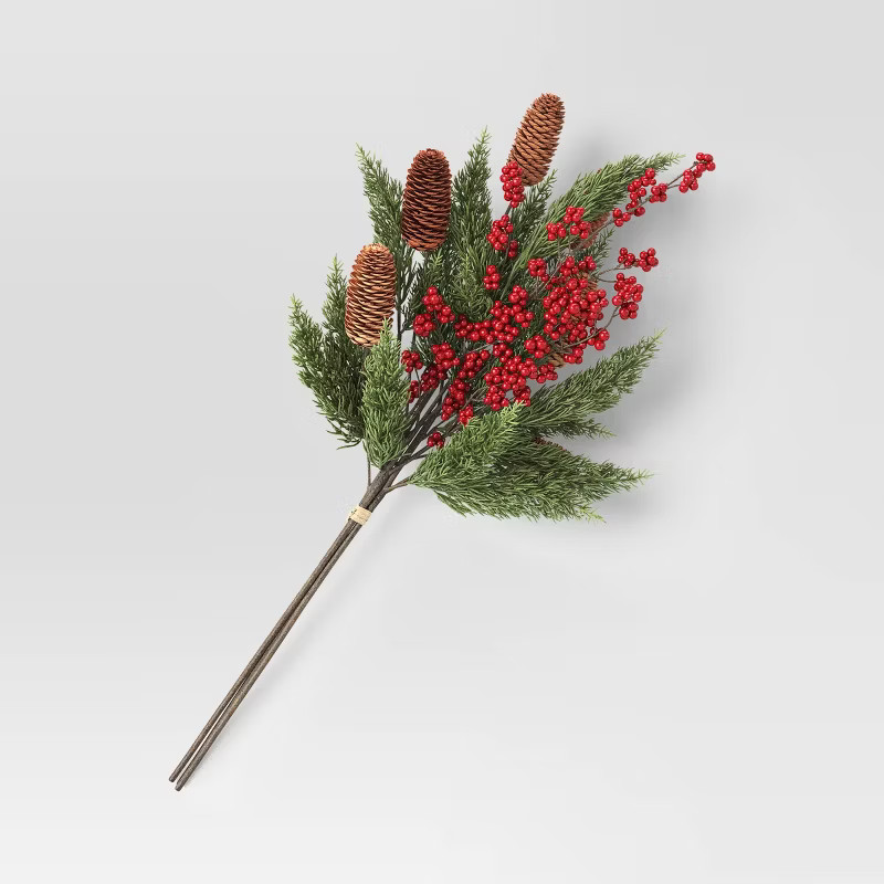 Pine and Red Berry Stem Bundle Arrangement - Threshold™ | Target