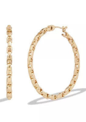 COACH Signature Chain Hoop Earrings, Gold, 16 in | Belk