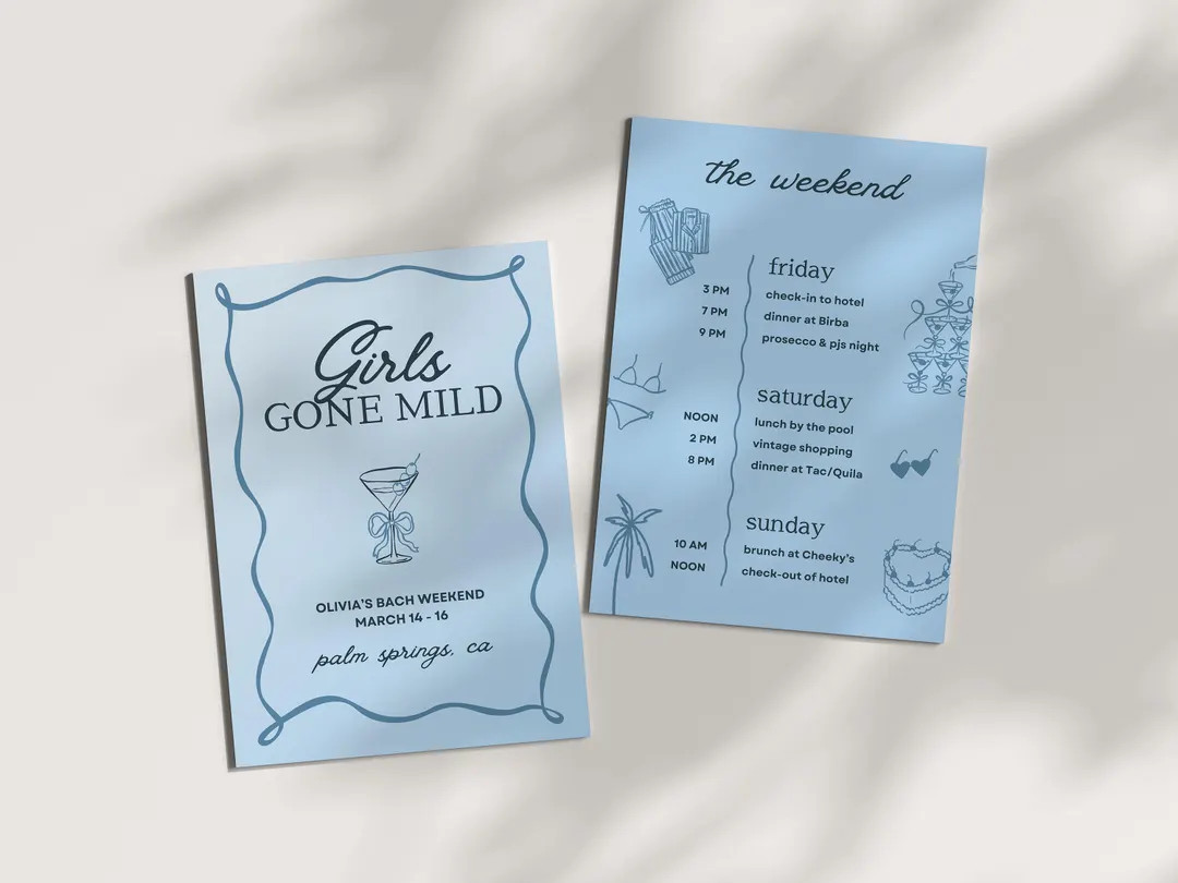 Girls Gone Mild Bachelorette Invitation & Itinerary: Coquette Editable Canva Template (Digital Do... | Etsy (Global)