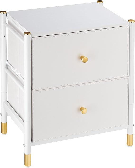 2 Drawer Nightstands for Bedroom - Small Bedside Dresser with PU Leather Front Bins- Stylish End ... | Amazon (US)