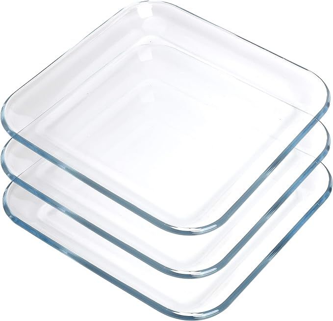 Toast Plates, Clear Square Tempered Glass Salad Dessert Plates 7 Inch, Set of 3 | Amazon (US)