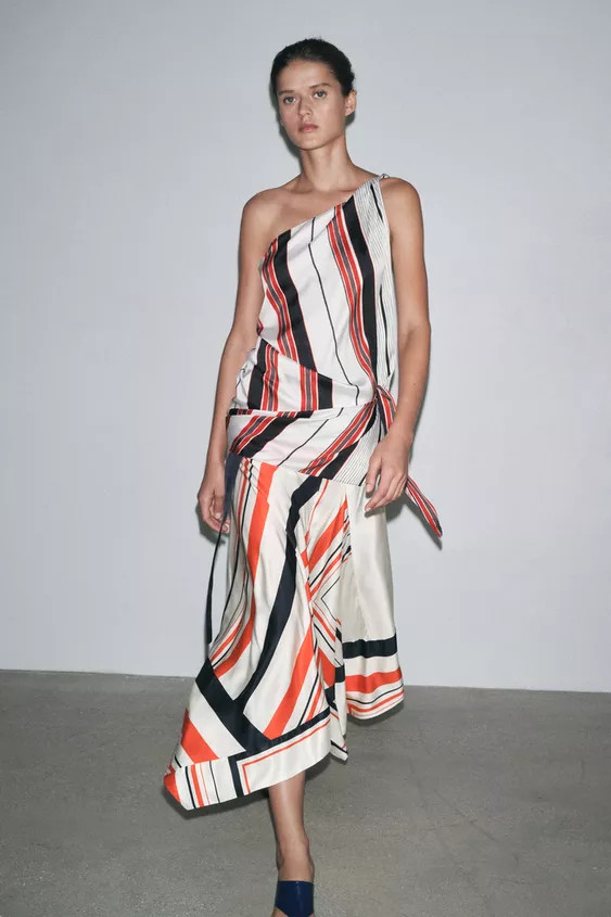 ZW COLLECTION ASYMMETRIC STRIPE TOP | Zara US