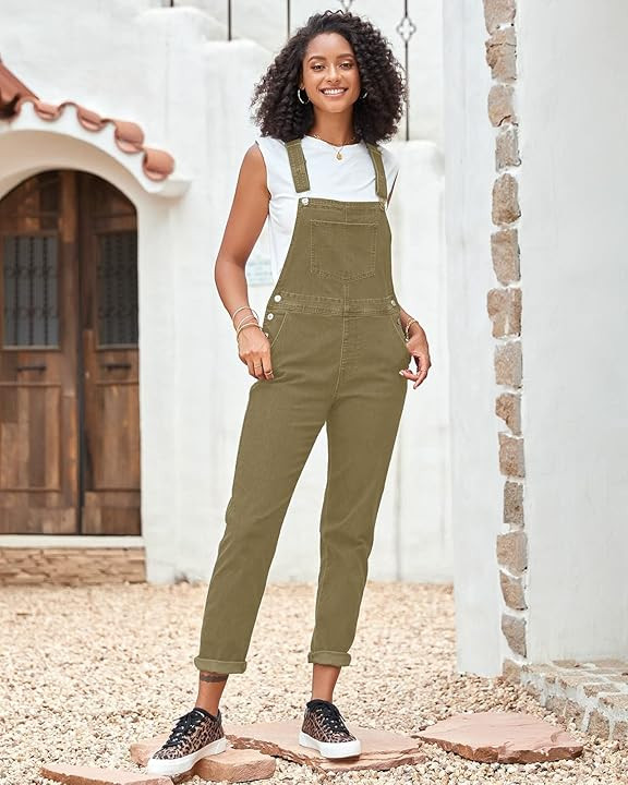 Vetinee Womens Classic Adjustable Straps Pockets Denim Bib Overalls Jeans Pants | Amazon (US)