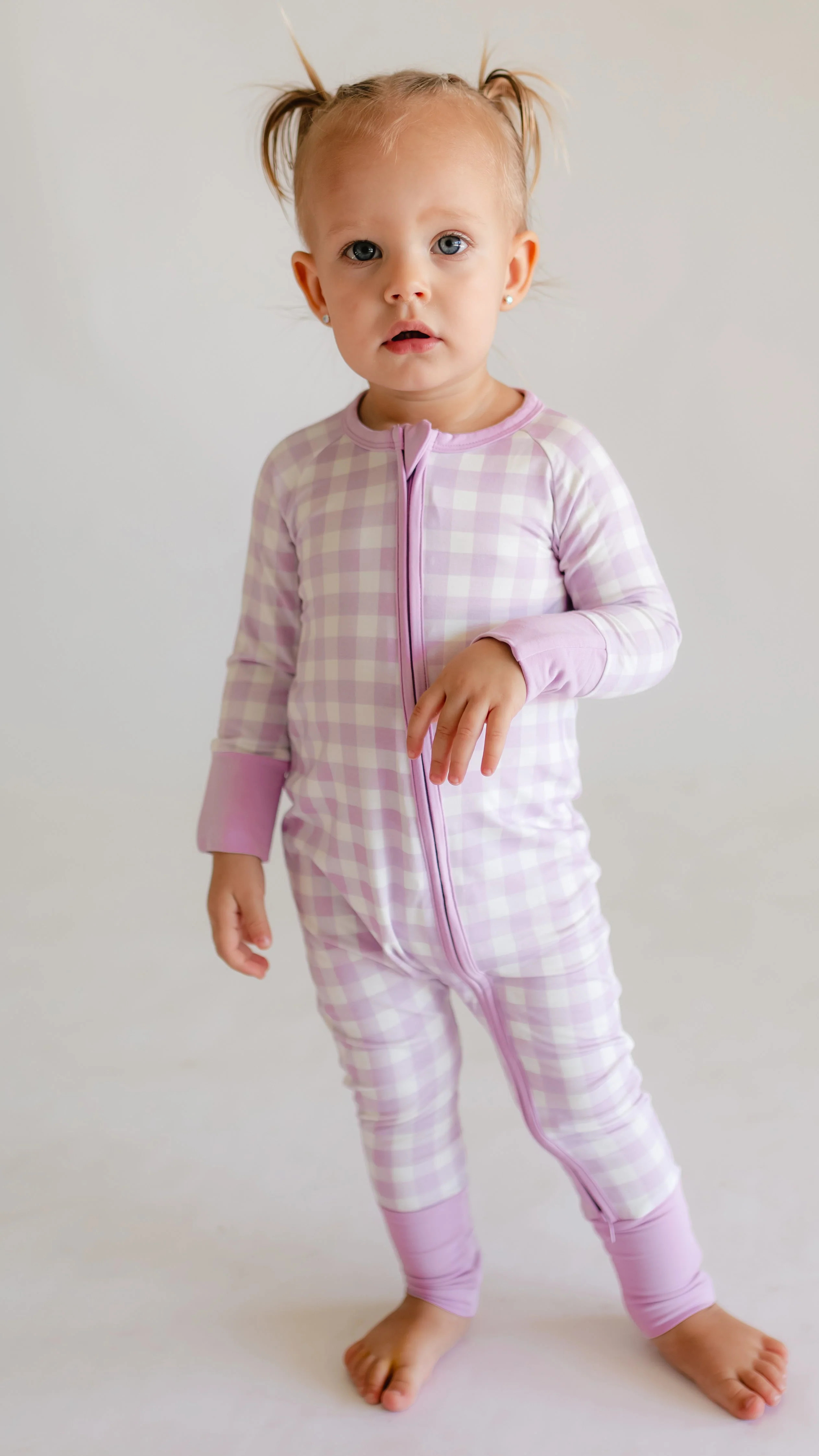 Infant Romper in Purple Gingham | Silks Design