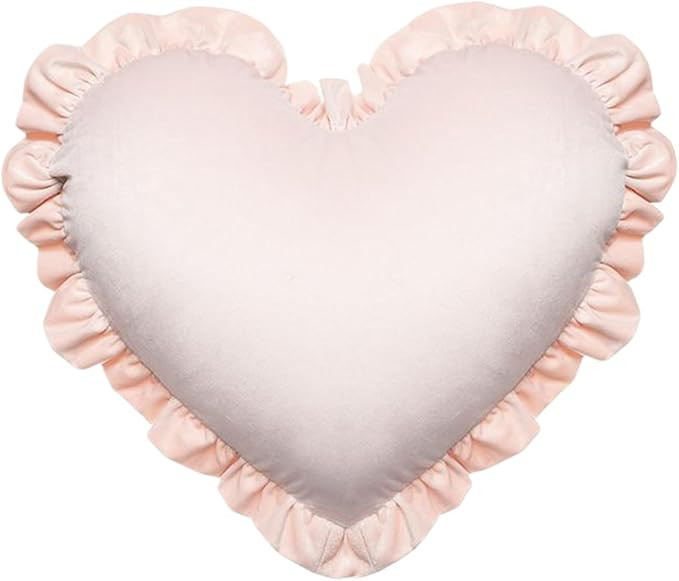 Heart Pillow 15.8x19.7 inch Ruffled Heart Shaped Soft Cozy Throw Pillow Washable Cute for Sofa Be... | Amazon (UK)