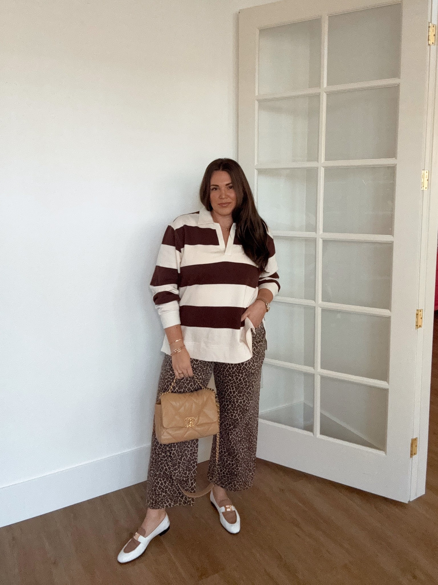 curvy midsize rugby fall look! wearing size large in top and size 31 in darted barrel leopard jeans 

#LTKSeasonal #LTKFindsUnder100 #LTKMidsize