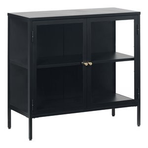 Unique Furniture 2-Section Metal and Glass Sideboard in Black | Cymax