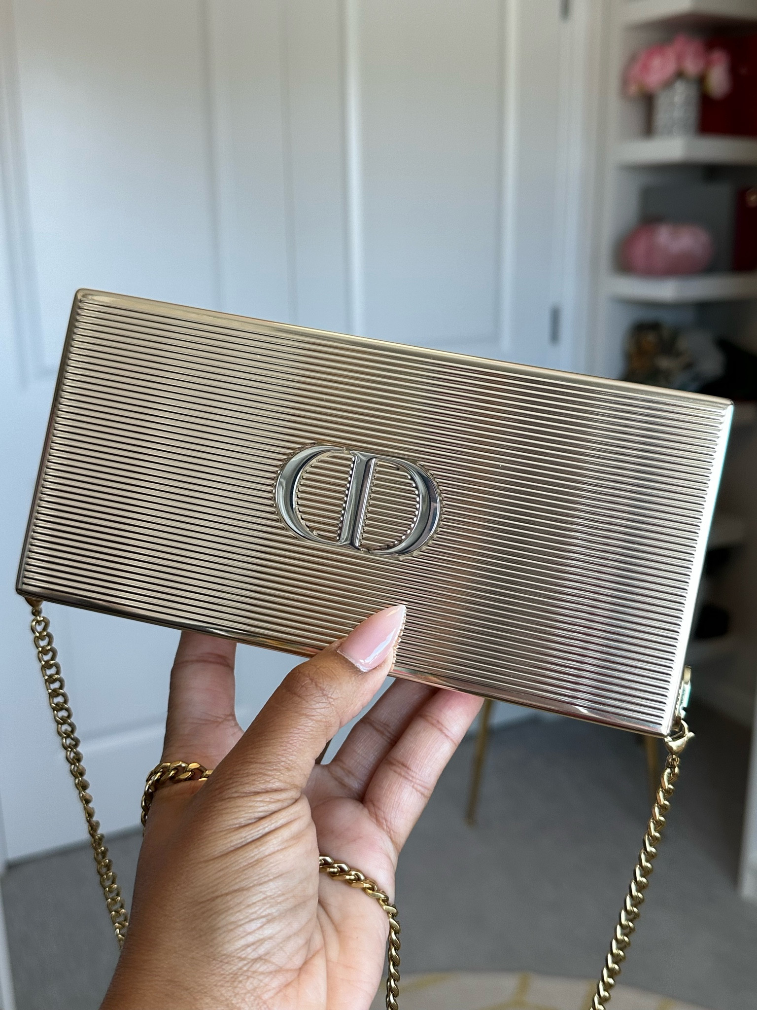 Very Cute Clutch Not To Gold. 
The CD is silver so great to mix metals. 
What can fit inside??
Lipstick, Card Case, Single Car Key
Recommend purchasing directly from @Diorbeauty and using a promo code for bonus gifts. 

#LTKHoliday #LTKstyletip #LTKGiftGuide