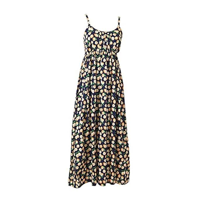 Pretty Spaghetti Strap Floral Cotton Dress Long Beach Dresses Collection XS-M | Amazon (US)