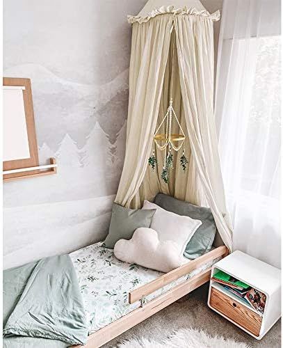 YIUOR Kids Bed Canopy with Frills Cotton Cover Net for Baby Crib Reading Nook Curtain Hideaway Hangi | Amazon (US)