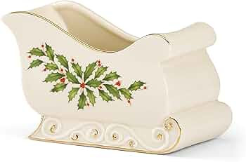 Lenox 886160 Holiday Sleigh Candy Dish, 1.40 LB, Red & Green | Amazon (US)