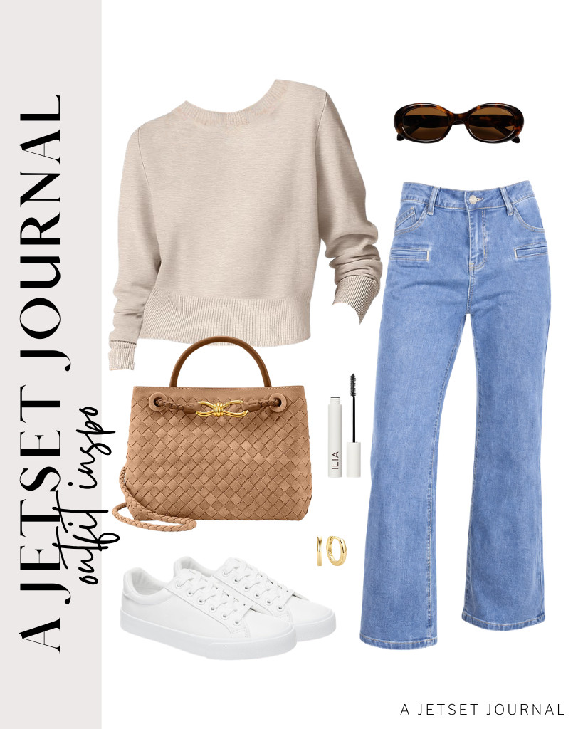 I am obsessed with this combo of a cropped crew-neck sweater and Astylish stretchy jeans, which is perfect for running daily errands. Step out in SERNIAL white tennis shoes and add a detailed texture with this Woven Tote Bag.

#LTKSeasonal #LTKSaleAlert #LTKTravel
 

 
