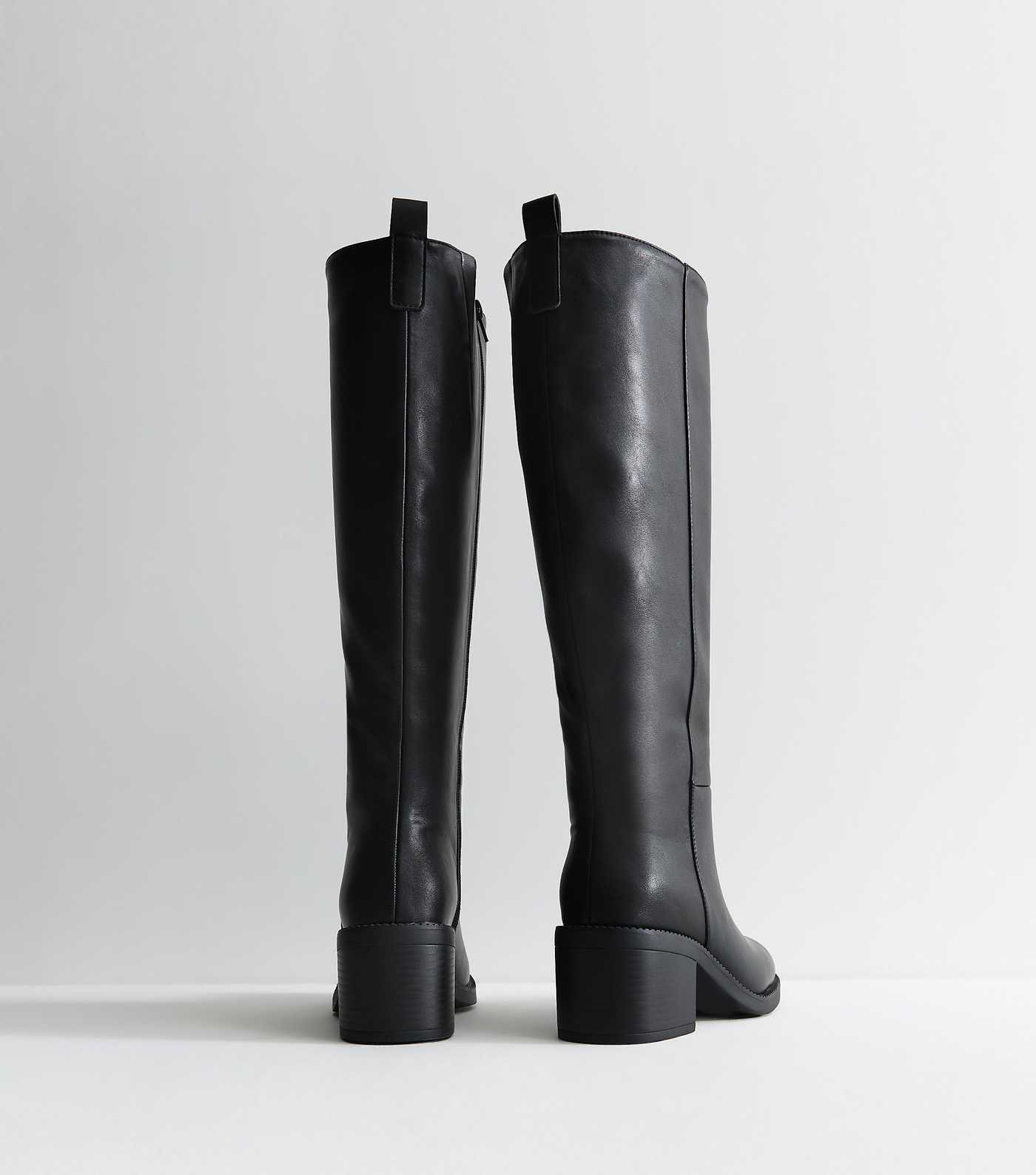 Black Panelled Faux Leather Knee High Boots | New Look | New Look (UK)