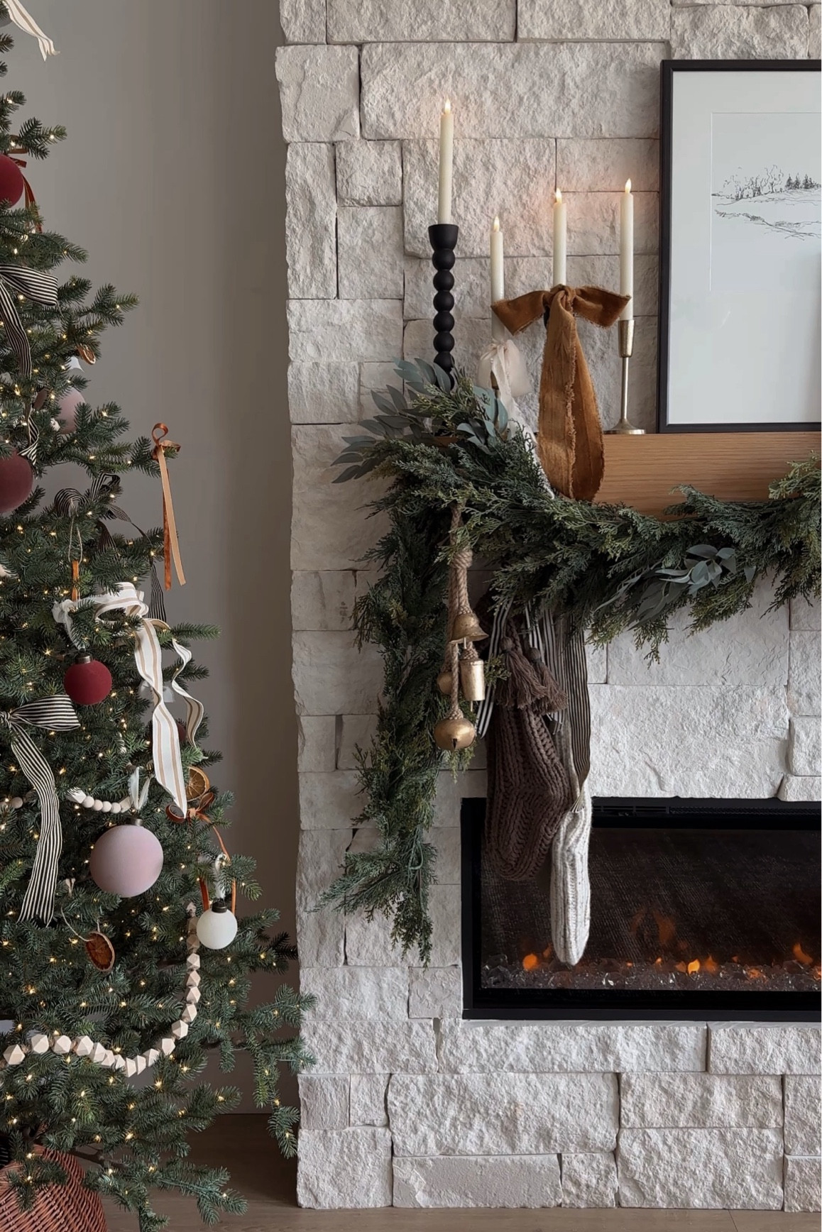 My exact garland is from a few years ago and out of stock! But I found some similar. The key is to double up to get it looking extra full. I have one 12’ garland here that is doubled up. Plus one more standard length garland! 

#LTKHoliday #LTKSeasonal #LTKHome