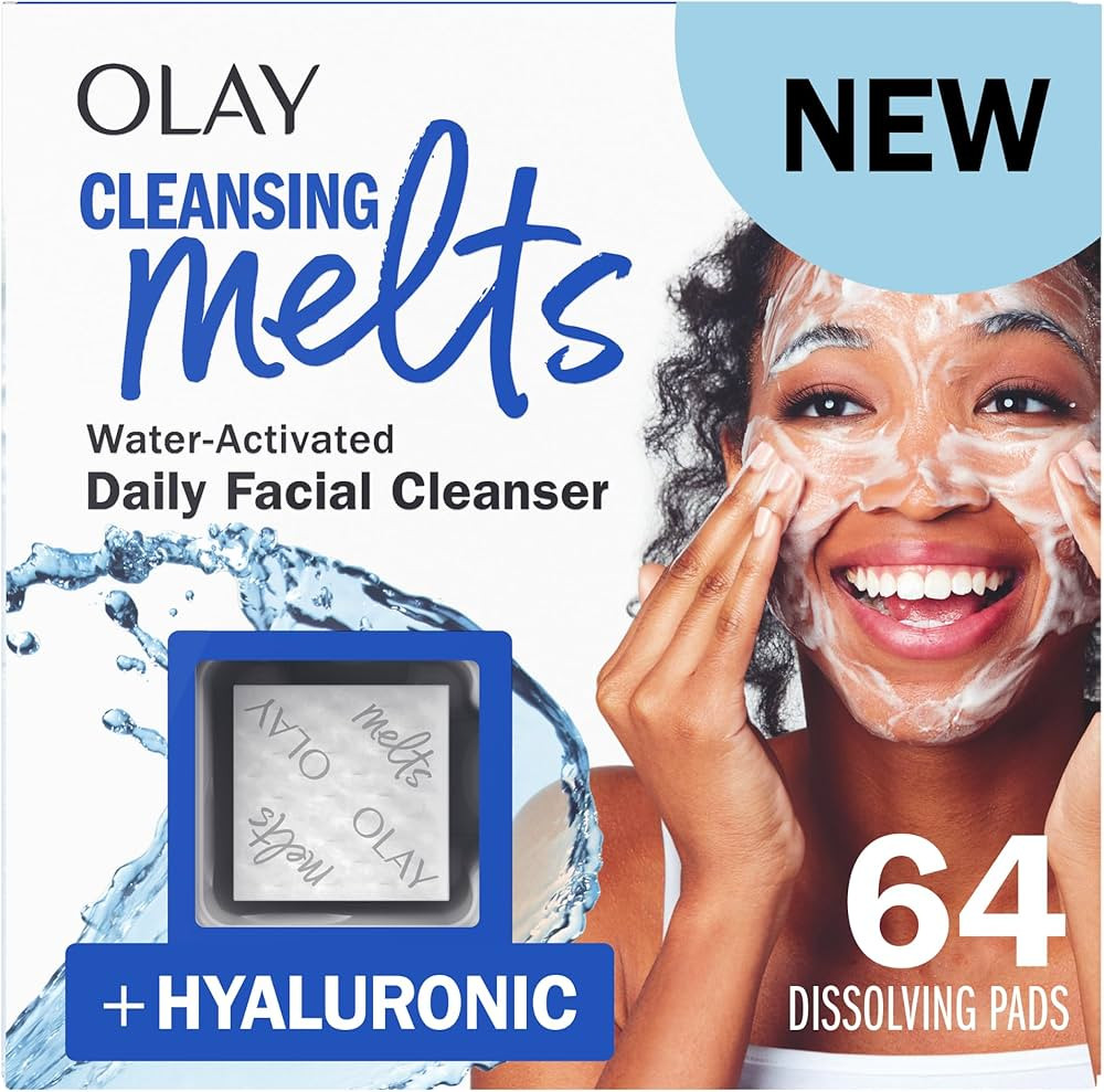 Olay Cleansing Melts + Hyaluronic Face Cleanser, 64 ct. total (2 x 32 ct.), Water-Activated Face ... | Amazon (US)