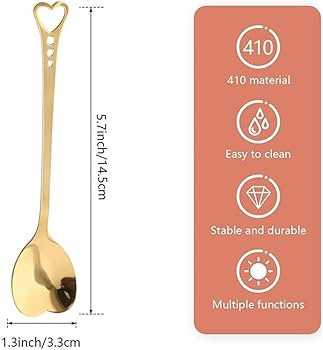 10-Piece Heart-Shaped Stainless Steel Dessert Spoon Set for Home, Restaurant, Cafe, and Bar - Ele... | Amazon (US)