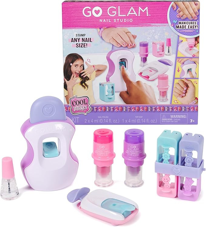 Cool Maker, GO GLAM Studio Nail Kit, Style 200 Nails with 4 Designs, 2 Polish Applicators & Nail ... | Amazon (US)