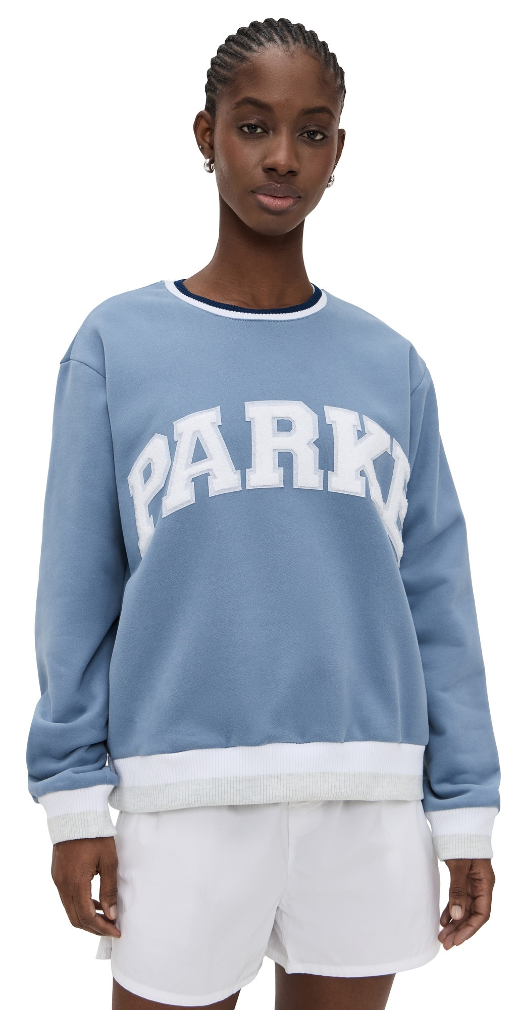 PARKE Vintage Varsity Crew Sweatshirt Navy L/XL | Shopbop