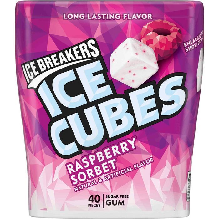 Ice Breakers Ice Cubes Raspberry Sorbet Sugar Free Gum - 40ct | Target