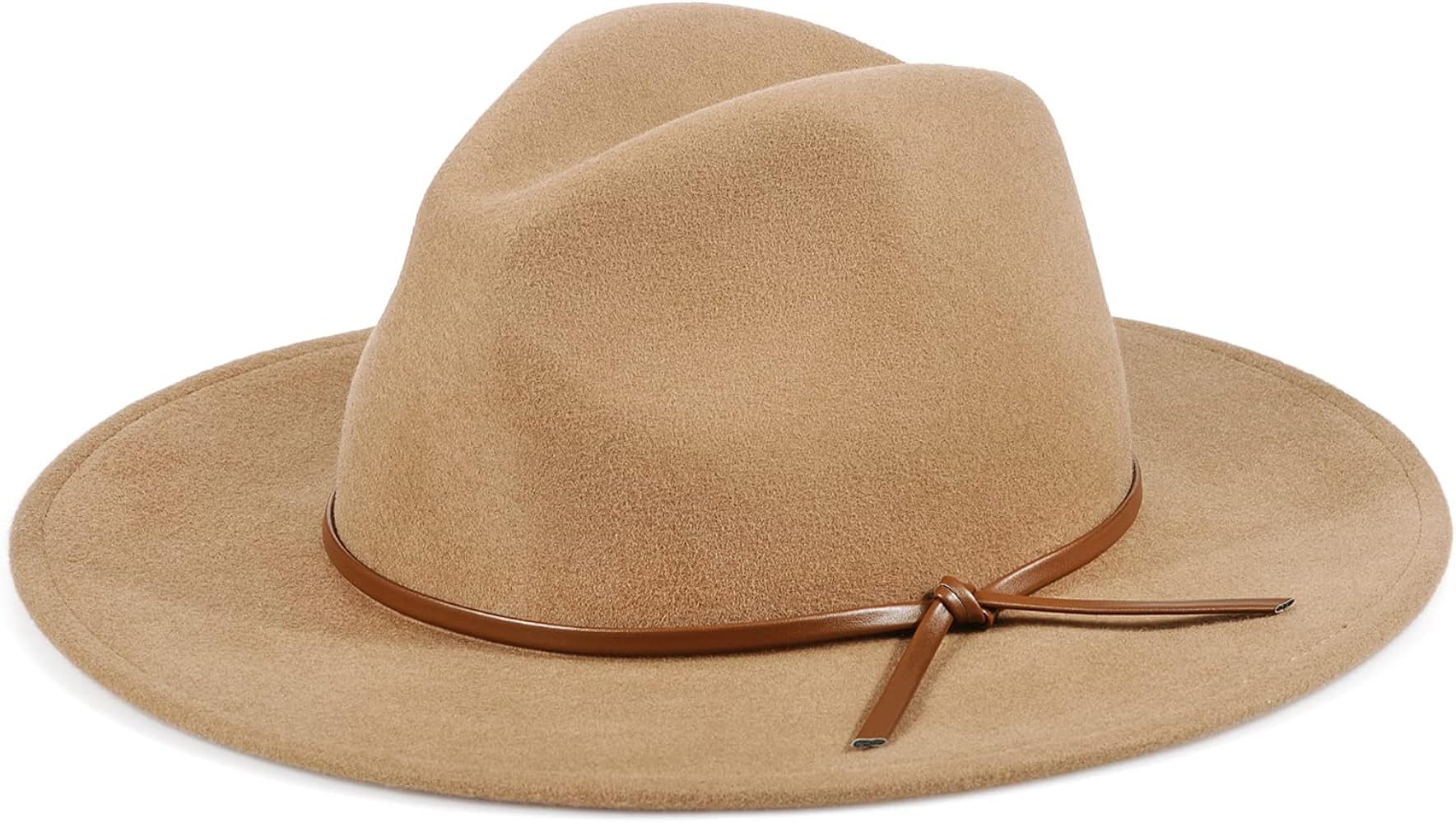 FEMSÉE Floppy Fedora - 100% Wool Felt Hats for Men Women Wide Brim Hat with Removabl Leather Belt Cr | Amazon (US)