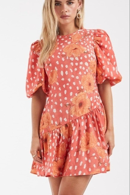 Vestido corto colar flores.Floral orange mini dress. Petite dress

#LTKPetite #LTKMidsize
