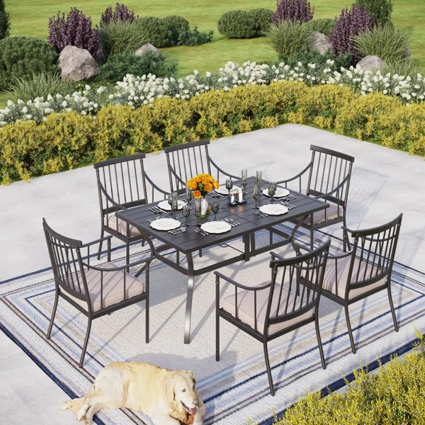 Argyri 6 - Person Rectangular Outdoor Dining Set with Cushions | Wayfair North America