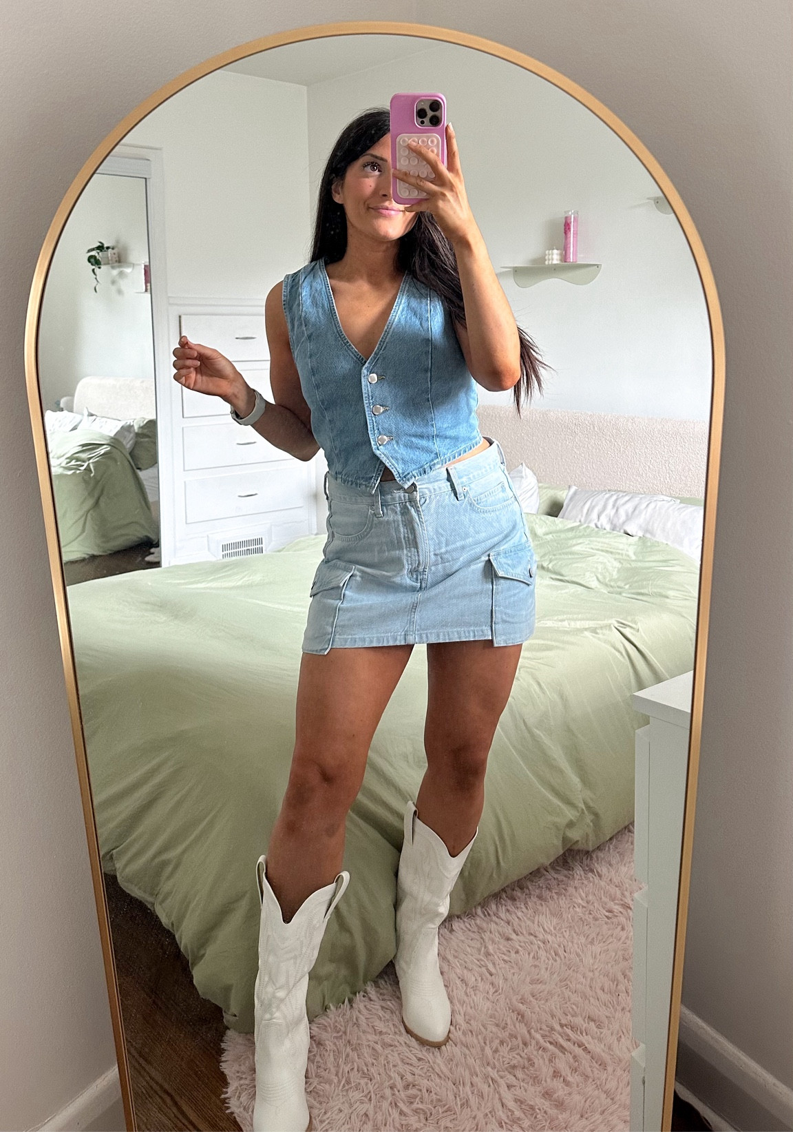 skirt is size 28, vest is medium, boots are perf for wide feet & big calves!!

Cowboy boots, white boots, white cowboy boots, cowgirl outfit, Nashville outfit, all denim outfit, denim on denim, denim skirt, jean skirt, denim vest, jean vest, high cowboy boots

#LTKpartywear #LTKstyletip #LTKsapatos