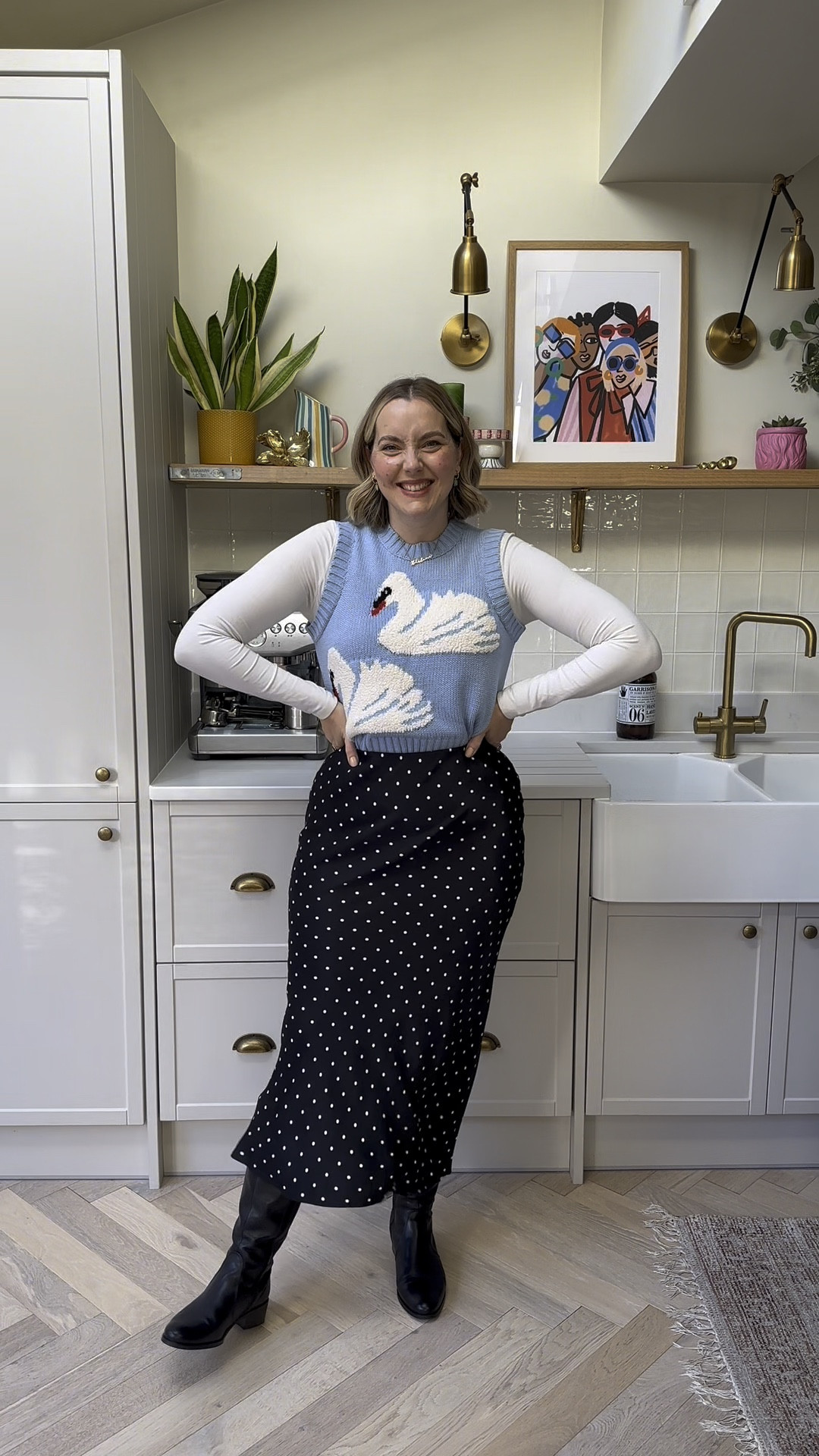 The cutest work outfit known to man!
Duo boots
H&M polka dot skirt
ASOS Long sleeve top & Swan vest (size 12, Medium)
Joules Borg jacket (size 12)
Ganni bag

#LTKwinter #LTKuk #LTKmidsize