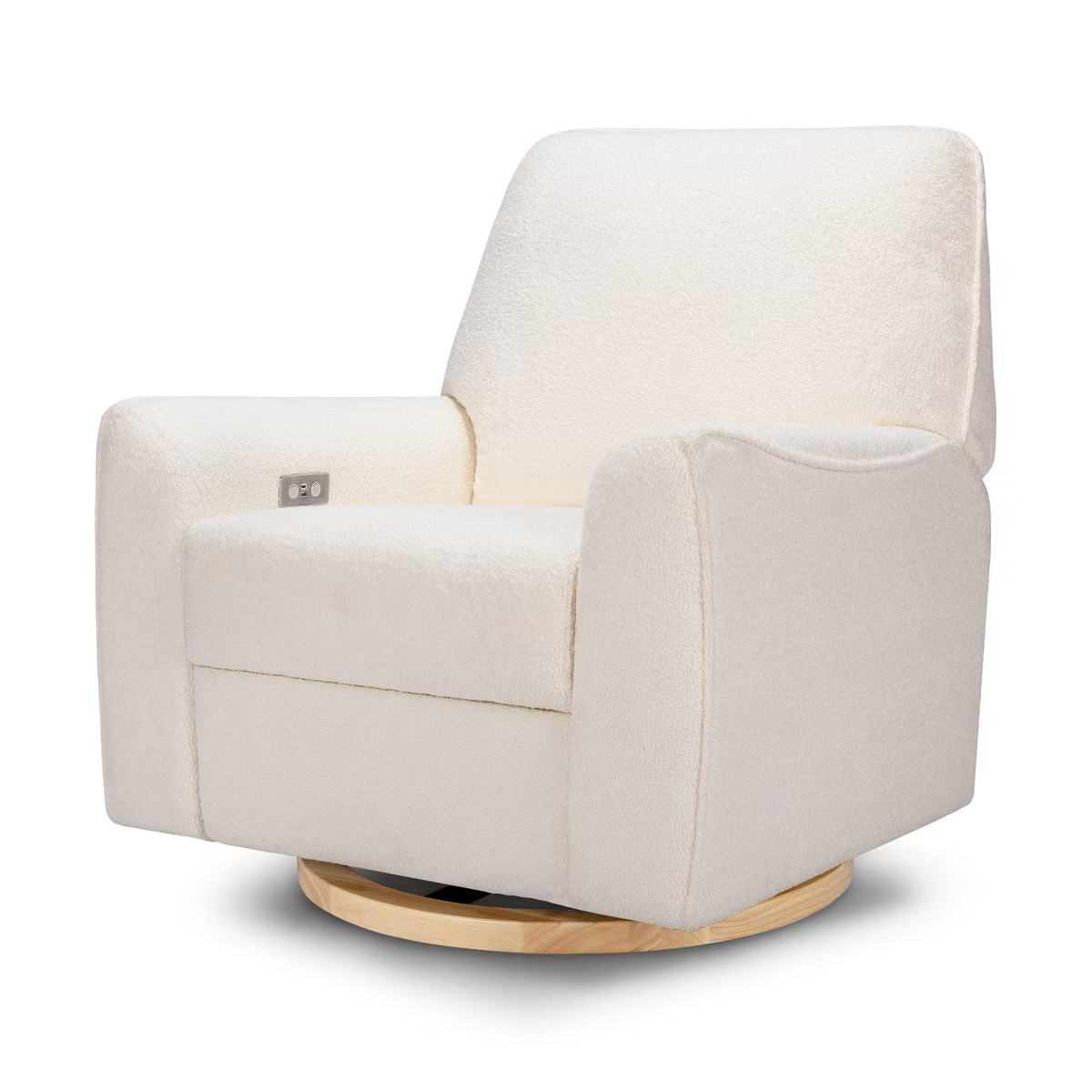 Nursery Works Sunday Power Recliner and Swivel Glider - Chantilly Sherpa/Light Wood Base | Target
