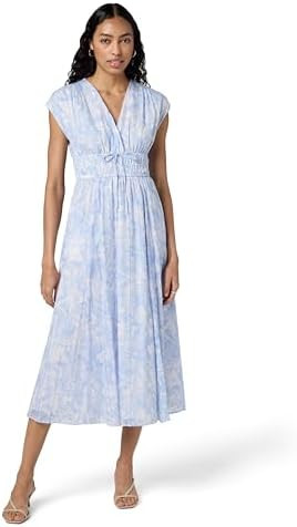 Club Monaco Womens Women's Tie Front Flutter Sleeve Midi Dress | Amazon (US)