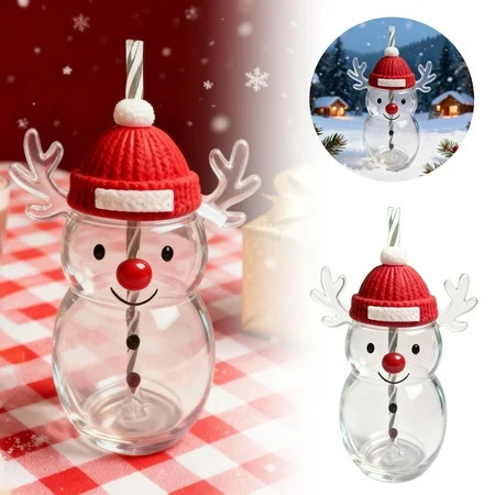 Bear Straw Cup, 2025 New Christmas Cute Bear Glass Cup With Straw 20oz, Cute Mugs, Coffee Beer Wine Cocktail Drinks Glassware, C | Walmart (US)