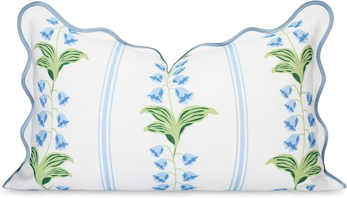 Hofdeco Premium Grandmillennial Coastal Hampton Patio Indoor Outdoor Lumbar Pillow Cover Only, 12... | Amazon (US)