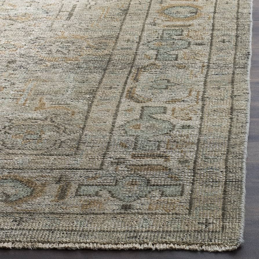 SAFAVIEH Izmir Collection Area Rug - 8' x 10', Linen & Dusty Teal, Hand-Knotted Traditional New Z... | Amazon (US)