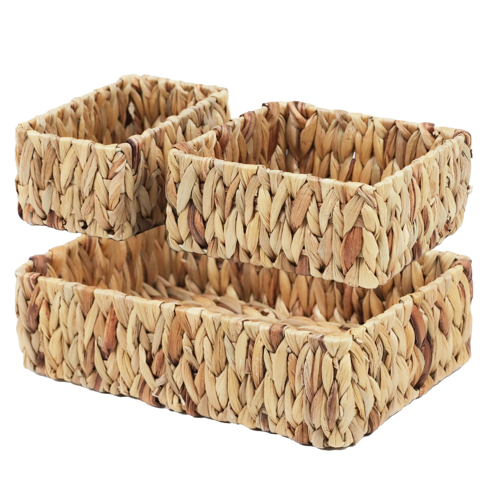 Wicker Baskets for Organizing, Woven Storage Baskets for Shelves, Water Hyacinth Wicker Baskets f... | Amazon (US)