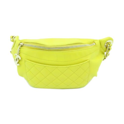 CHANEL Quilted CC GHW Waist Bag Calfskin Leather Yellow Used  | eBay | eBay US