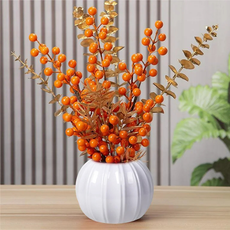 Holloyiver Creative Pumpkin Vase Plastic Flower Vase, Pumpkin Planter Fall Harvest Decoration for... | Walmart (US)