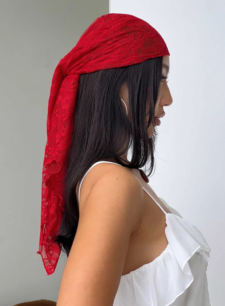 Nellie Hair Scarf Red Lace | Princess Polly US
