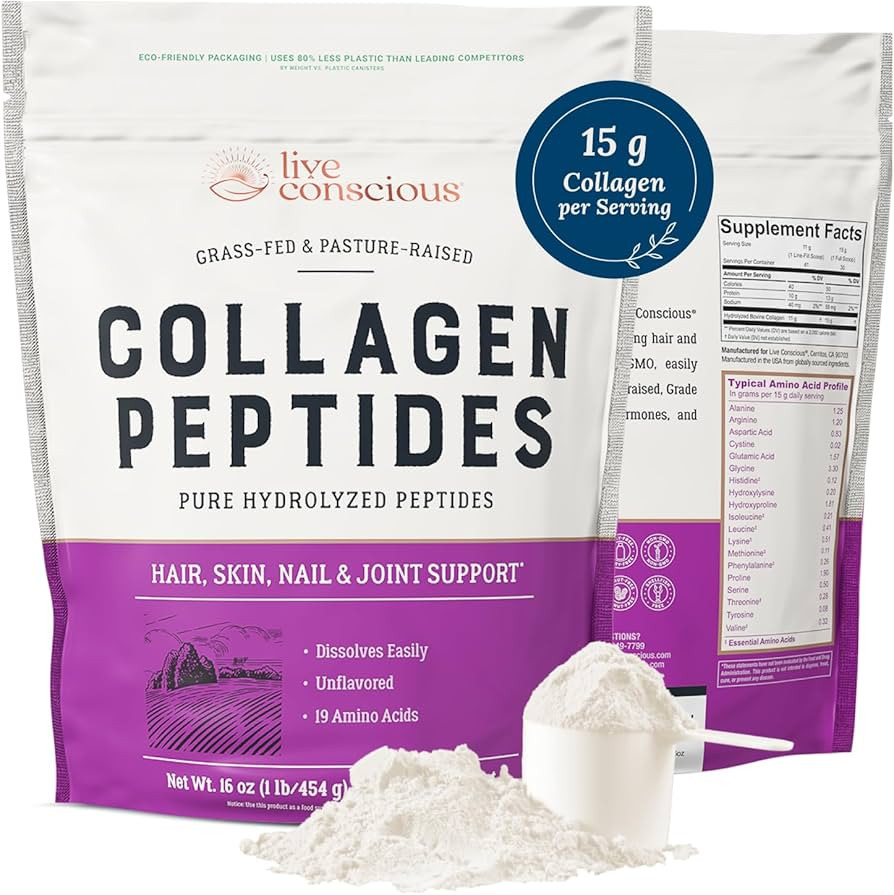 Live Conscious Collagen Peptides Powder - Naturally-Sourced Hydrolyzed Collagen Powder - Hair, Sk... | Amazon (US)