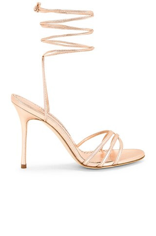 Manolo Blahnik Leva 105 Nappa Sandal in Copper | FWRD | FWRD 
