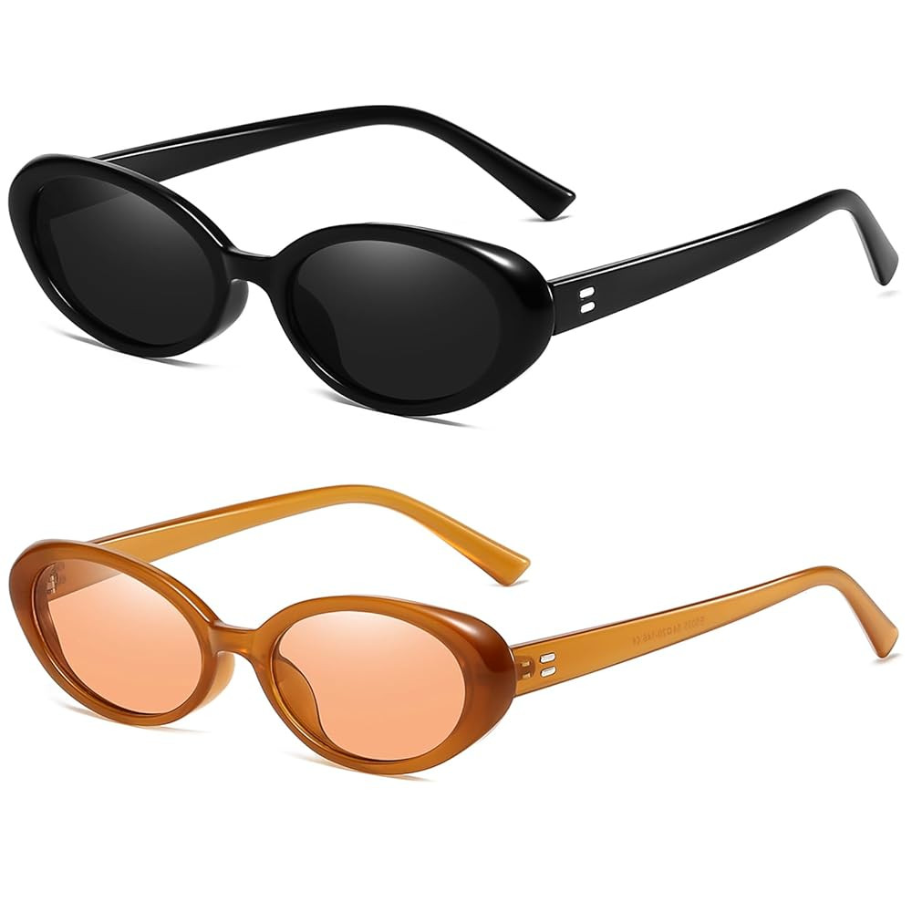 Retro Oval Sunglasses for Women Men Fashion Small Oval Sunglasses 90s Vintage Shades | Amazon (US)