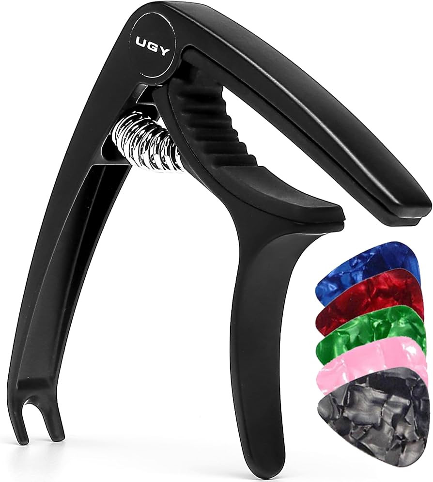 UGY\u00ae Capo Guitar Capo for Acoustic and Electric Guitars, Guitar Capo or Ukulele Capos - Blac... | Amazon (US)