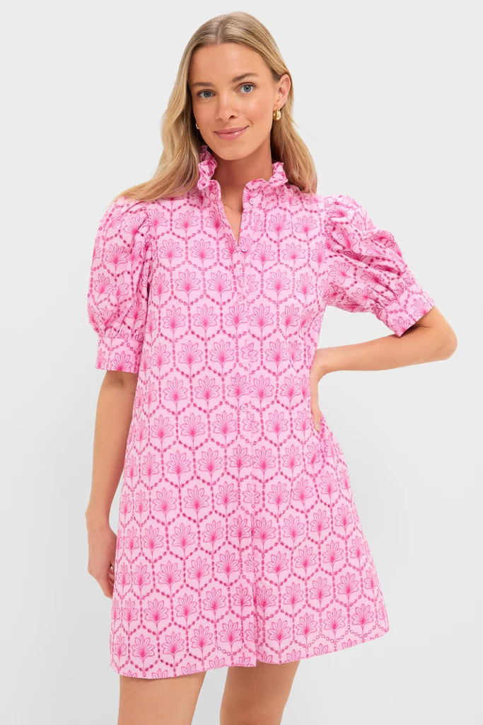Pink Palm Eyelet Louisa Mini Dress | Tuckernuck (US)