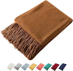Homiest Decorative Knitted Throw Blanket with Fringe, Lightweight Acrylic Knit Blanket, Soft & Co... | Amazon (US)