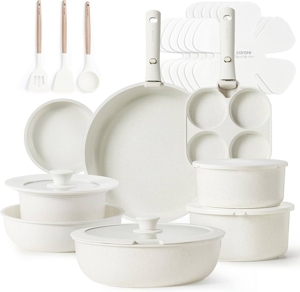 CAROTE 23pcs Pots and Pans Set Non Stick, Cookware Sets, Kitchen Set, Oven/Dishwasher/Fridge Safe... | Amazon (US)