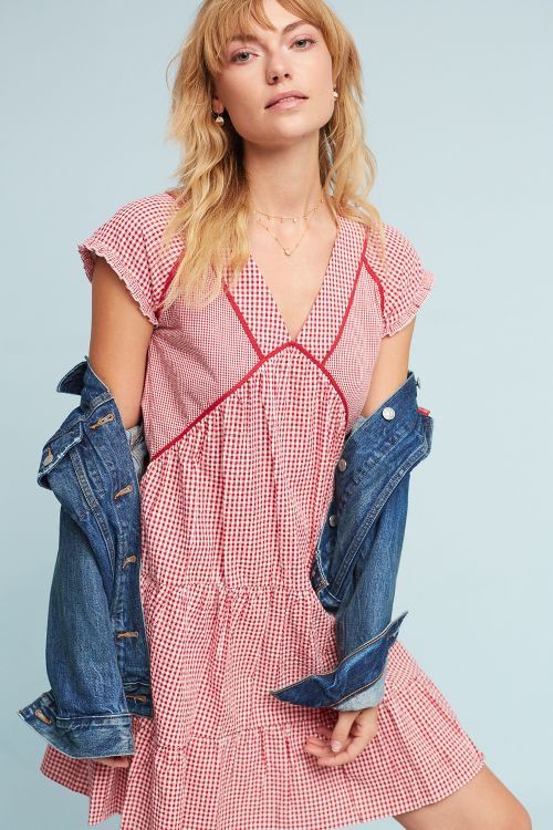 Patched Gingham Swing Dress | Anthropologie (US)