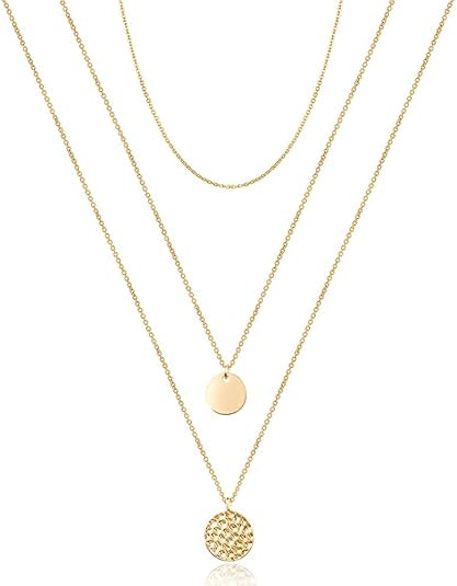 Turandoss Dainty Layered Choker Necklace, Handmade 14K Gold Plated Y Pendant Necklace Multilayer ... | Amazon (US)